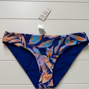 Cupshe Blue and Orange Leaf Bikini Bottom